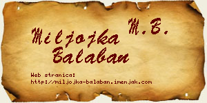Miljojka Balaban vizit kartica